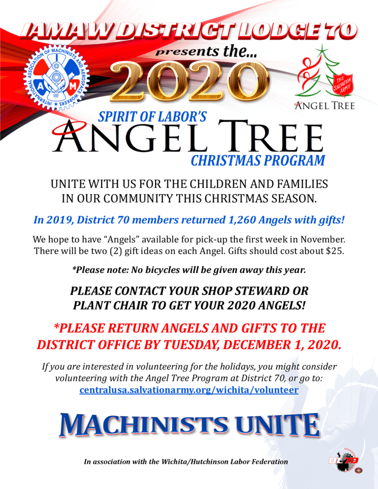 Spirit of Labor’s Angel Tree Program IAM Local Lodge 774