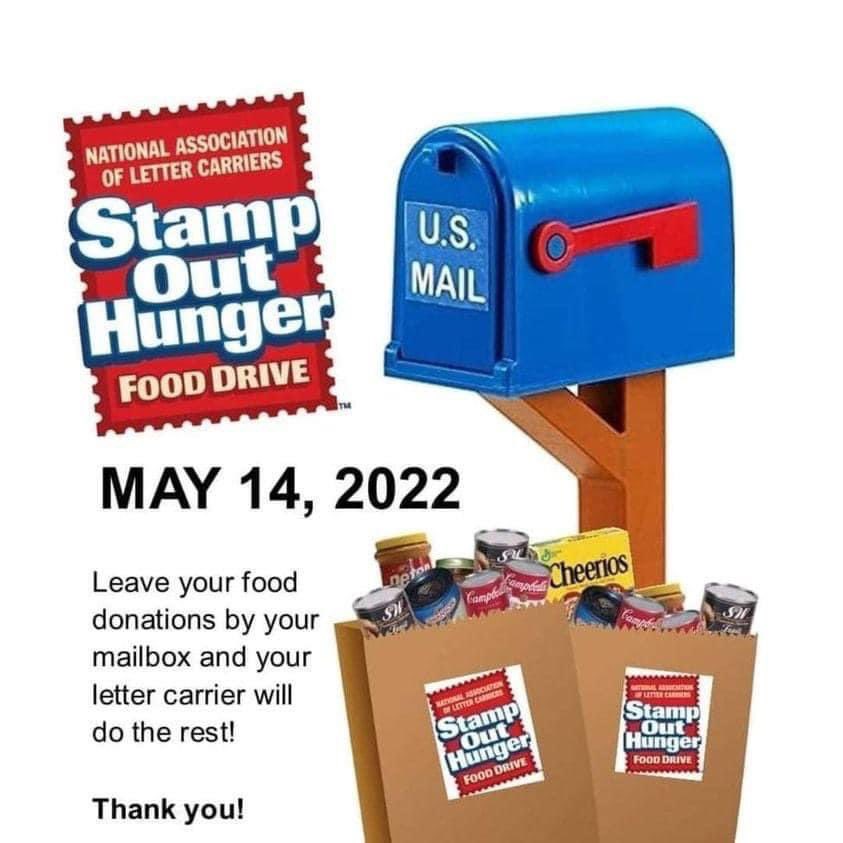 30th Annual Letter Carriers Stamp Out Hunger® Food Drive On Saturday May 14 2022 Iam Local 3406